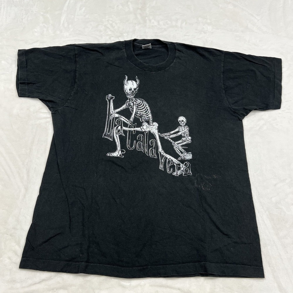 Gildan La Calavera Graphic Tee Mens XL Black Skeleton Print Short Sleeve Shirt